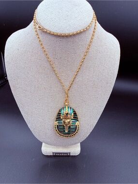 Vintage Egyptian Revival King Tut Pendant Necklace
